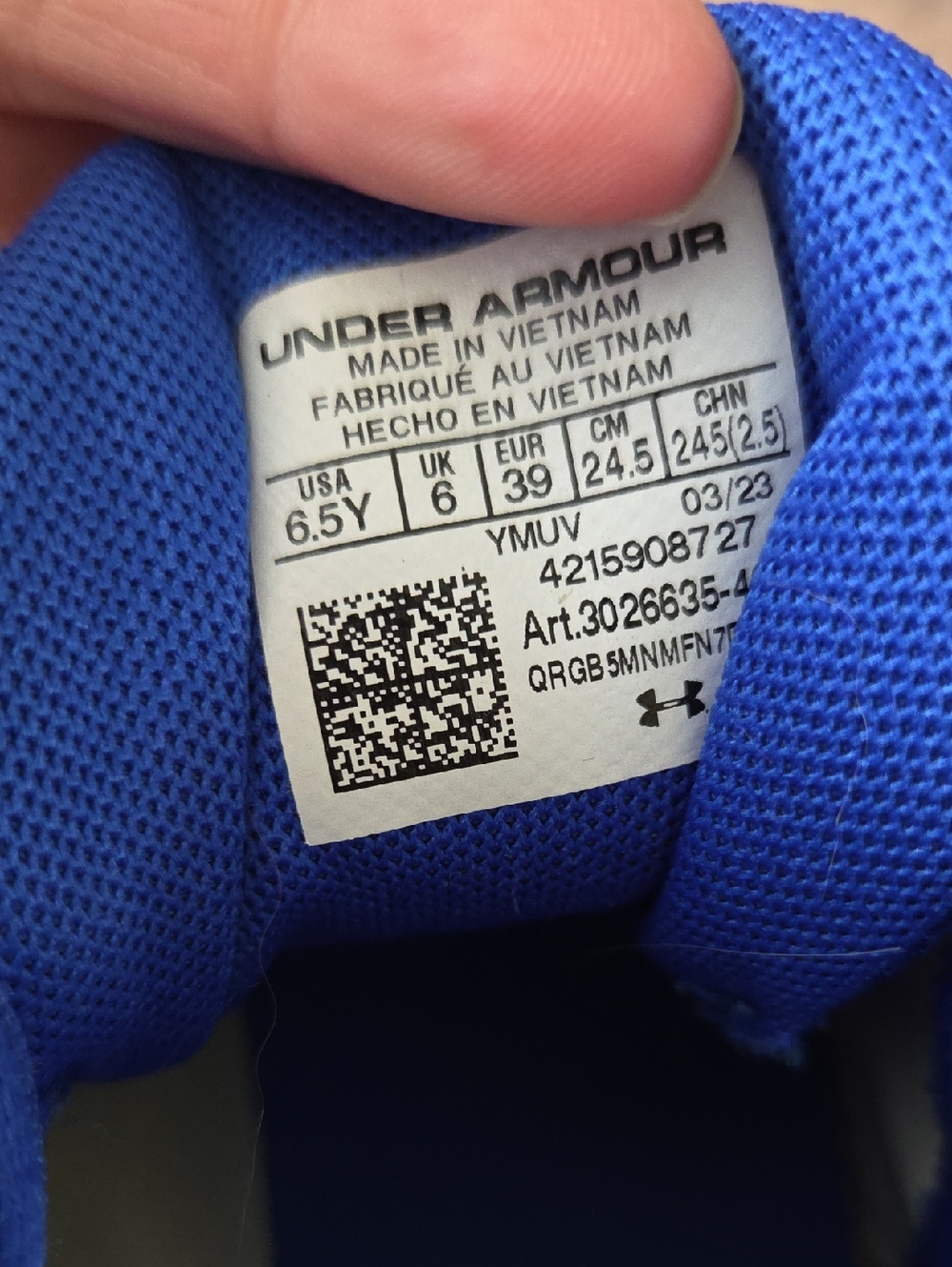 Under Armour Boys Royal Blue Athletic Sneakers - Picture 5 of 5
